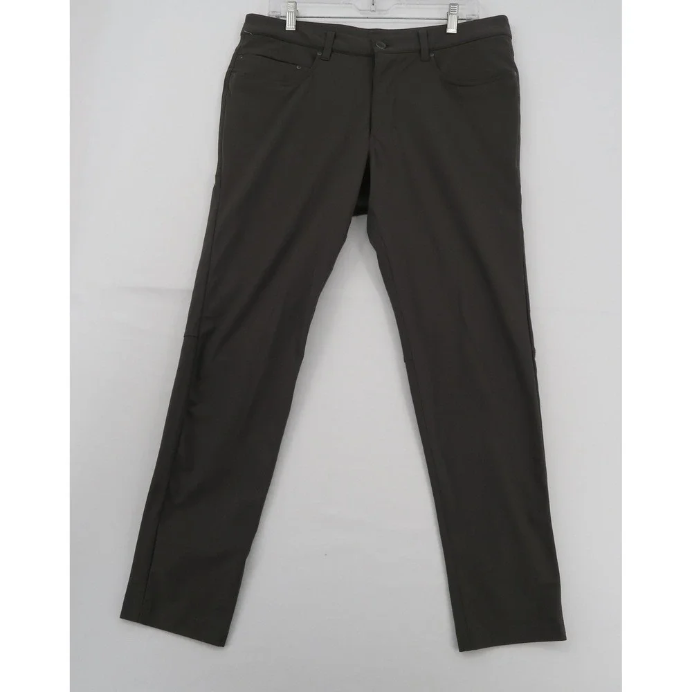 Lululemon Commission Pant Slim Warpstreme 34 x 32 Dark Olive Brown Mens Trousers